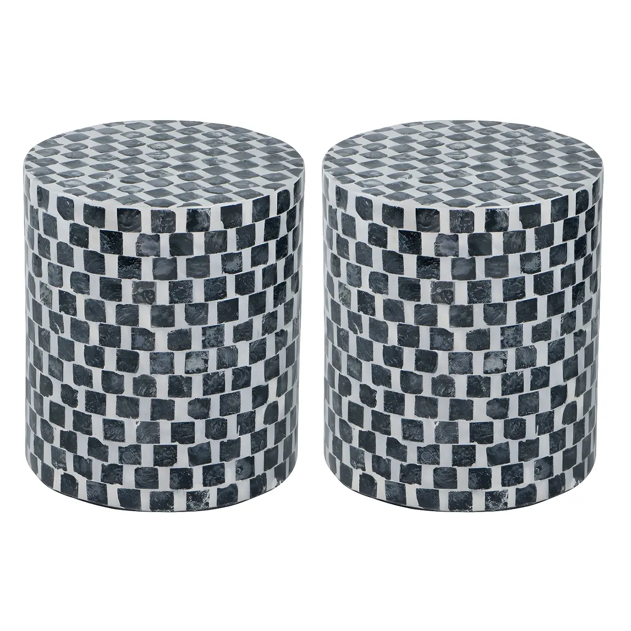 Tropical Mosaic Wooden Round Side Table