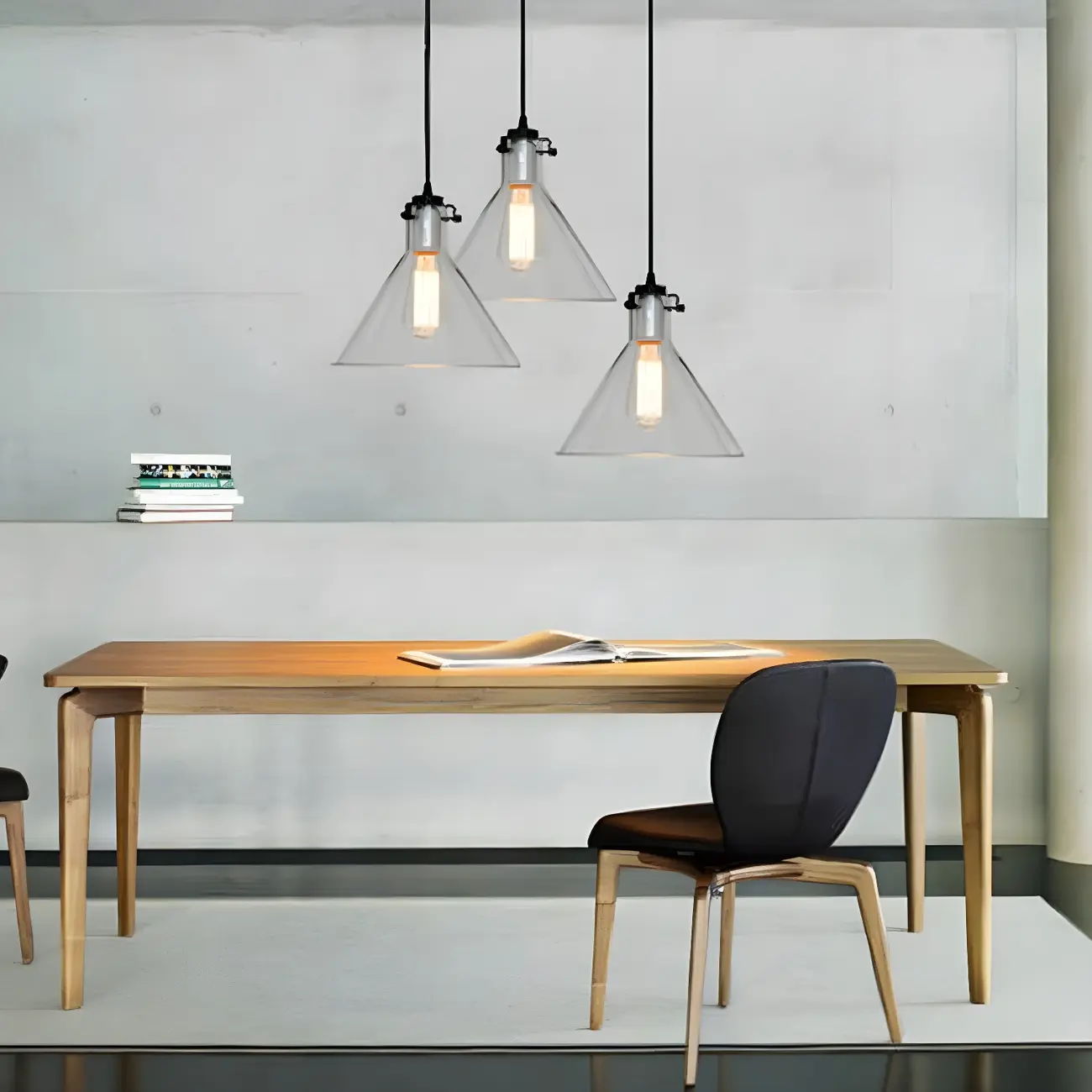 Industrial Clear Cone Glass Kitchen Pendant Light