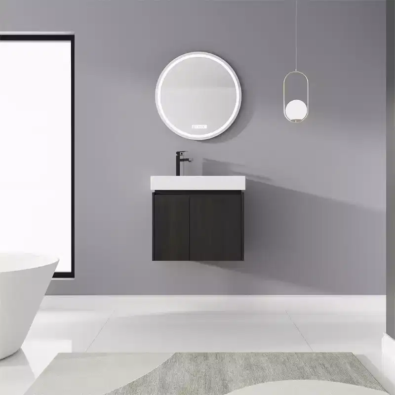 Bathroom Vanity 24-Inch With Top Sink, Wall-Mounted Floating Storage Cabinet, Modern 2-Door Vanity Sink Combo for Home Bathroom Decor
