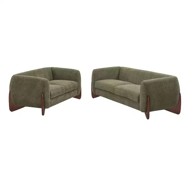 Christopher Knight Home Lucy Modern Upholstered 3 Seater and 2 Seater Combined Sofa Set Green