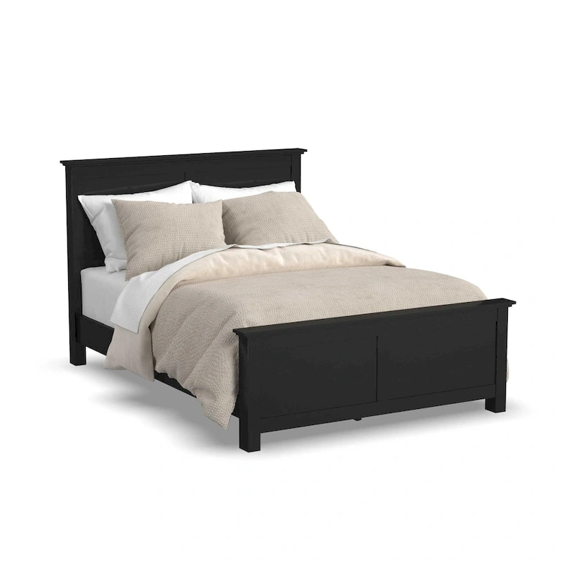 Oak Park 2 Piece Black Wood Queen Bed and Nightstand Set by Homestyles
