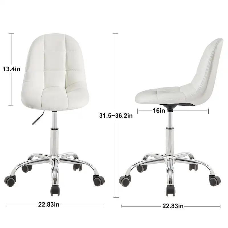 Javlergo Armless Home Office Chair, Height Adjustable Computer Desk Chair with Wheels