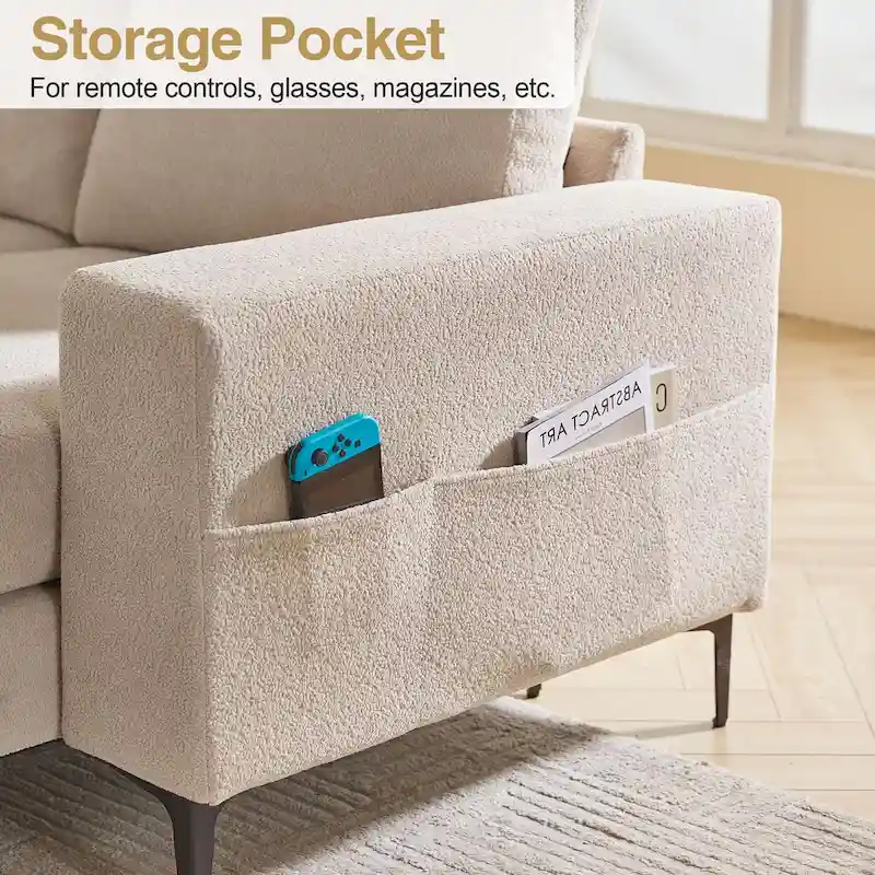 HOOOWOOO L-Shaped Upholstered Sofa Couch with Metal Legs