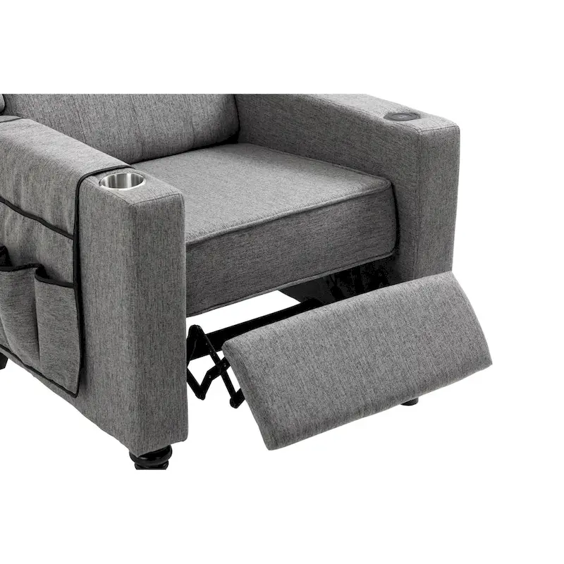 Arm Pushing Recliner Chair,Button Tufted Wingback Recliner Chair,Fabric Pushback Manual Single Sofa Home Theater Seating