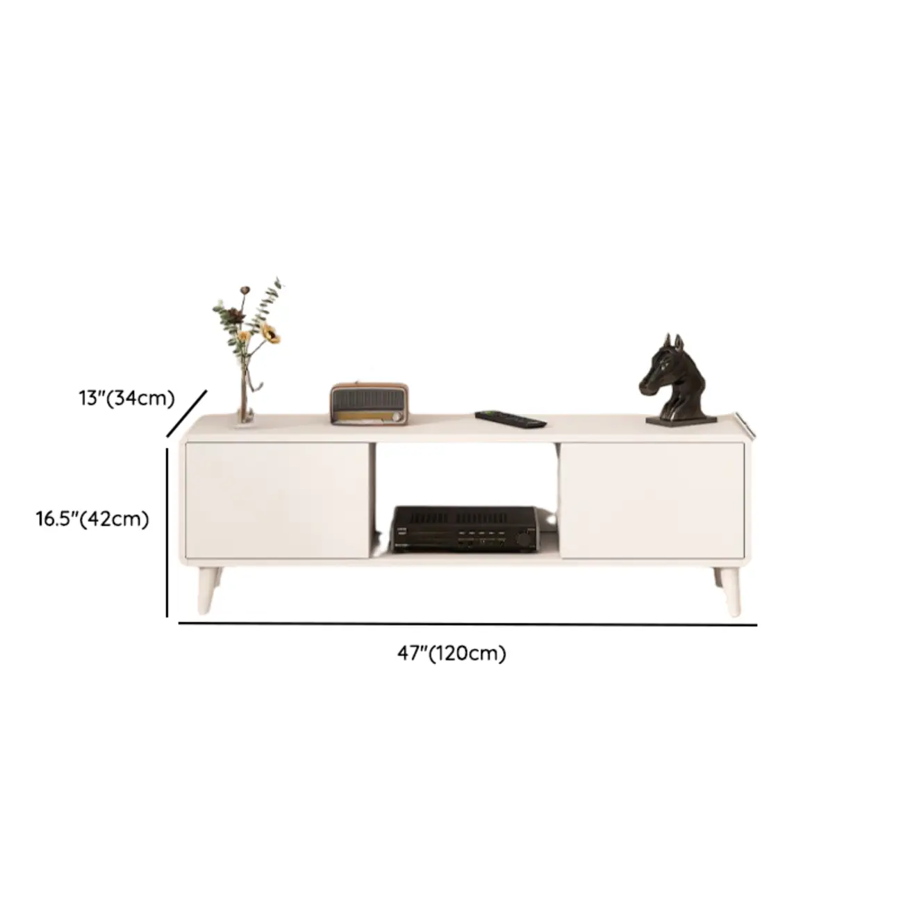 White Wooden Modern TV Stand with Drawers & Cabinets
