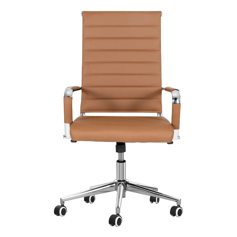 Brown/Blue/White/Black/Grey Ribbed PU Leather Ergonomic Swivel Chair, Single Seat
