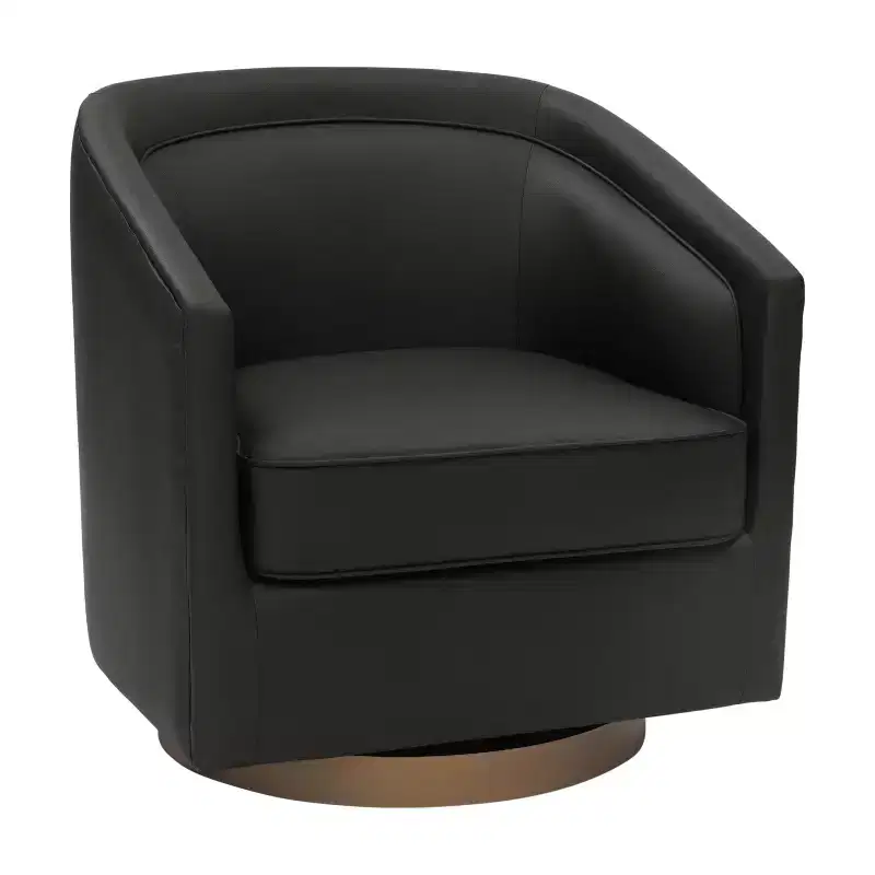 Emma and Oliver Club Style Barrel Accent Chair with 360 Degree Swivel Base and Sloped Armrests