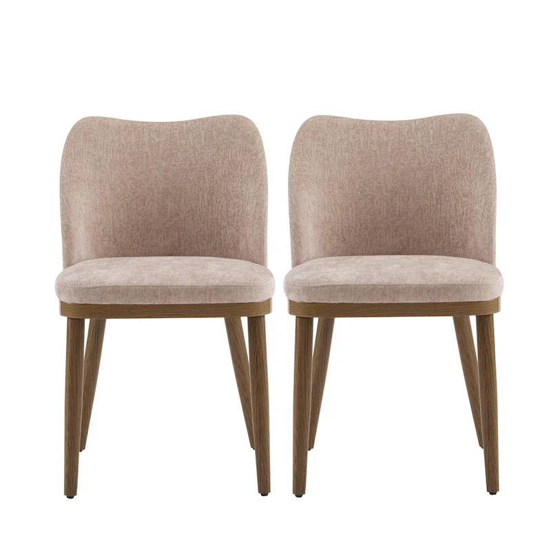 Gray Fabric Upholstered Dining Chair with Wood Frame