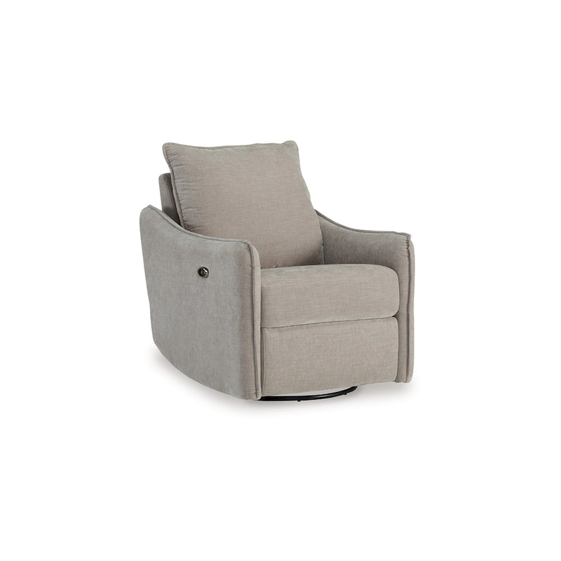 Bradley Swivel Power Recliner Chair, Gray Polyester, Pillow Back
