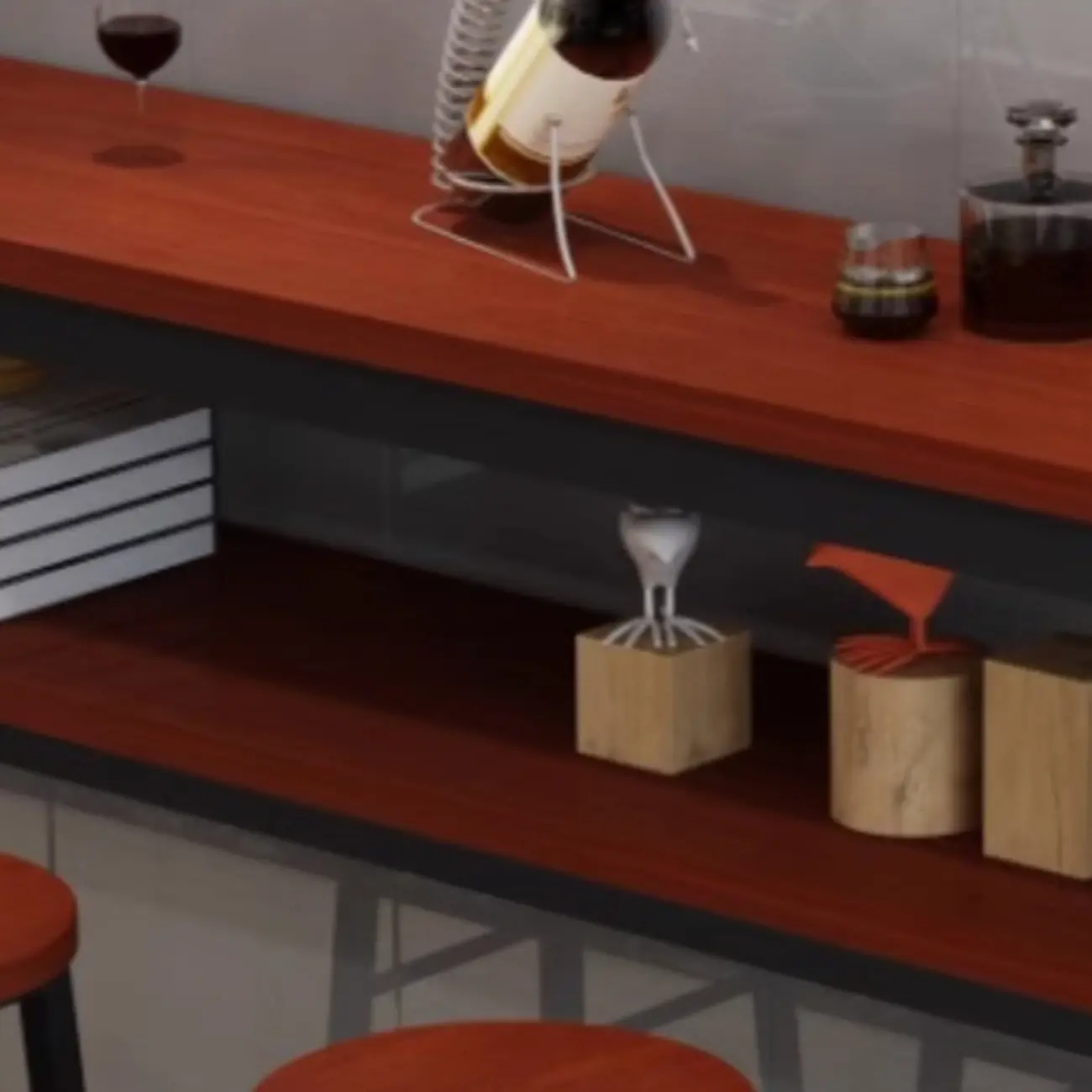 Modern Reddish Engineered Wood Bar Tables