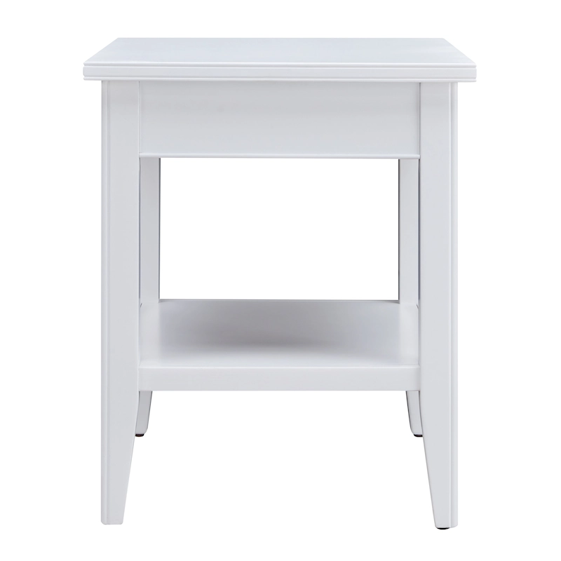 Laurent 20 in. Solid Wood End Table with Shelf and Drawer