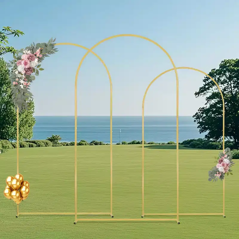 VEVOR Wedding Arch Backdrop Stand, Set of 3, Metal Stable Stand with Case Connection & Chassis Crossbar Design