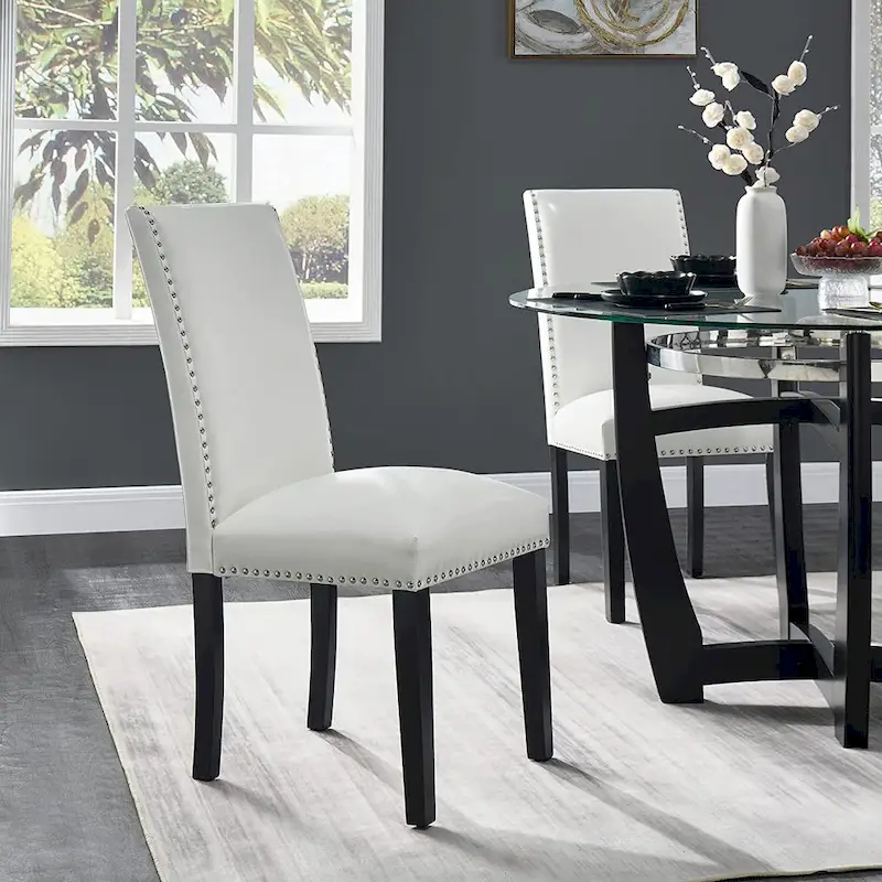 Faux Leather Kitchen Dining Accent Chairs Set of 2