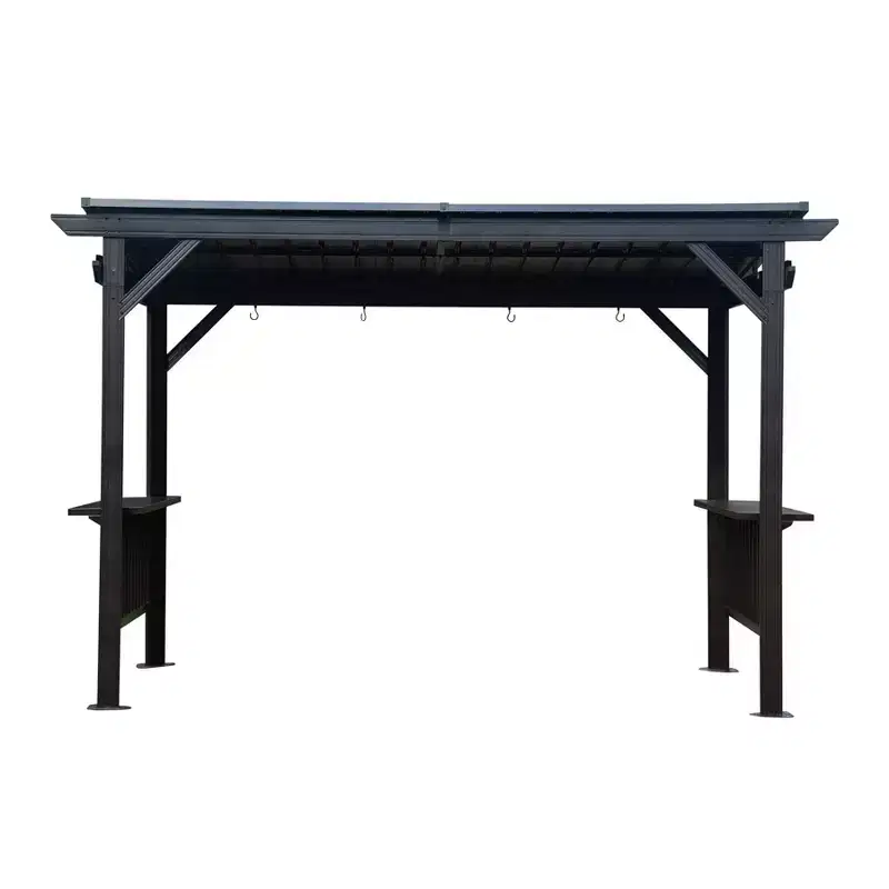 Clihome 6.5'x 12' Hardtop Grill Gazebo with Side Shelves & Hooks