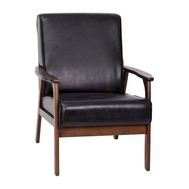 Emma and Oliver Upholstered Mid-Century Modern Arm Chair with Wood Frame
