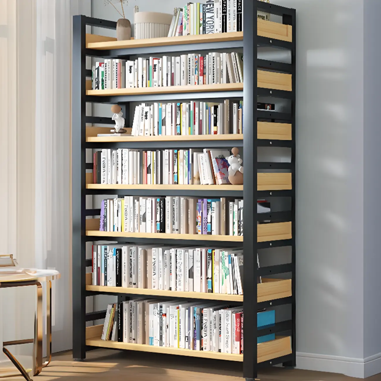 Modish Multi-Layer Open Back Wooden Tall Bookshelves