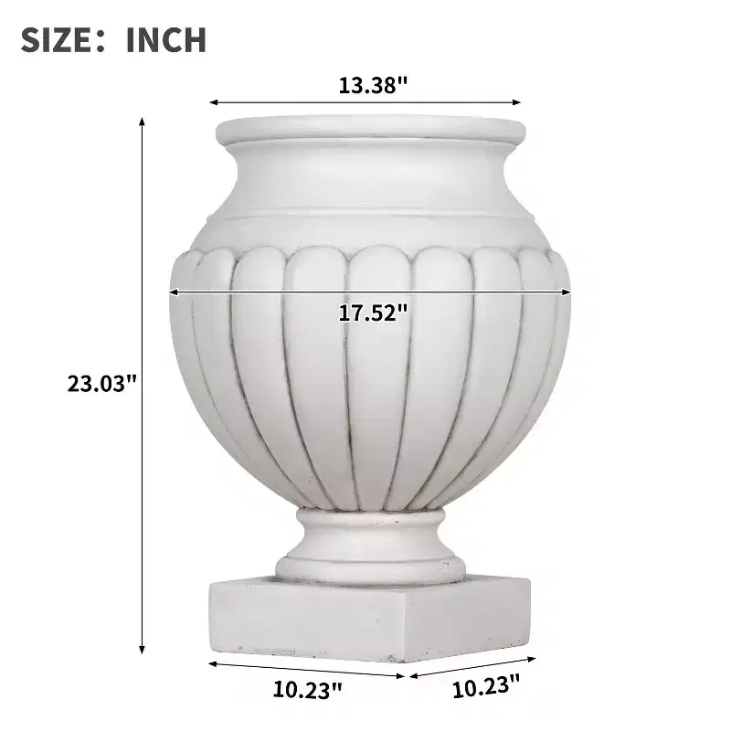Christopher Knight Home Maeron Classical Patio Scalloped Lightweight Concrete Pedestal Urn Planter