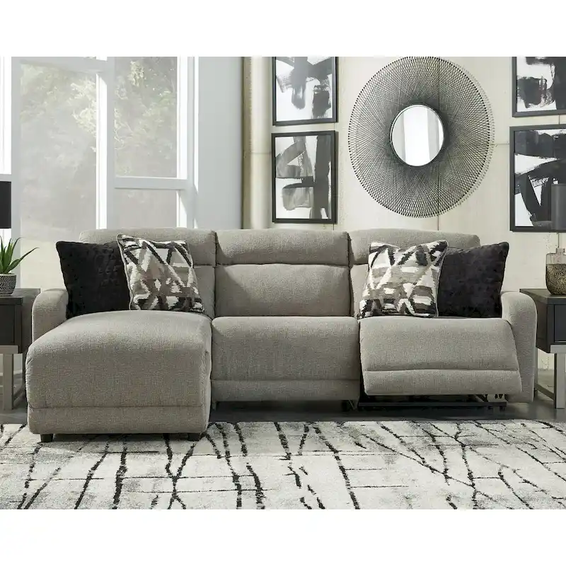 Gray 3-Piece Power Reclining Sectional Sofa - USB Charging, Adjustable Headrest
