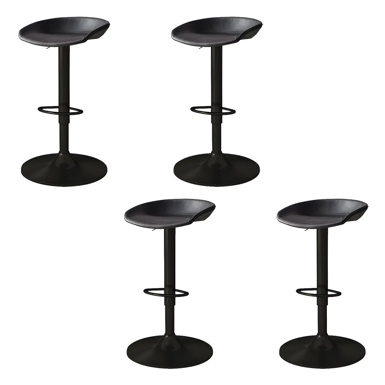 Modern Leather Black Pedestal Swivel Adjustable Bar Stool