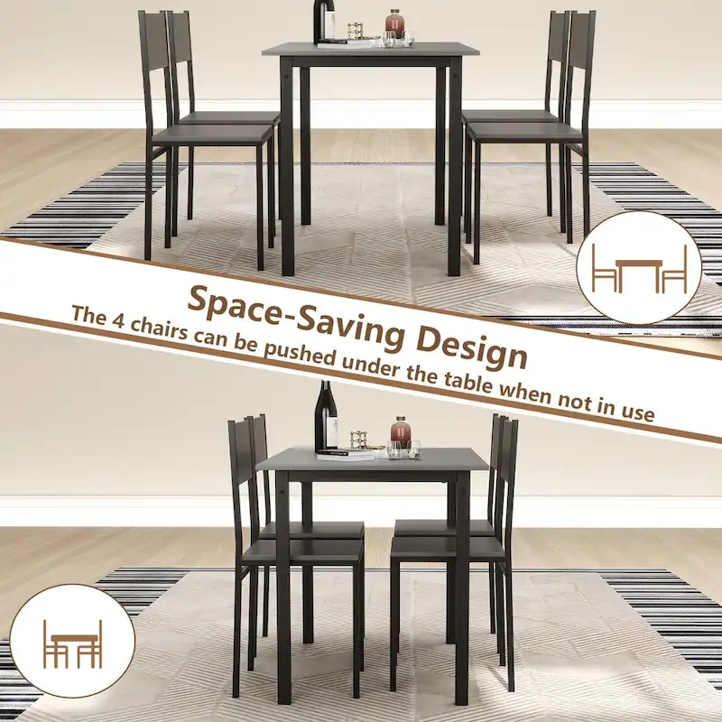 Costway 5 PCS Dining Table Set Industrial Style Kitchen Table & Chairs