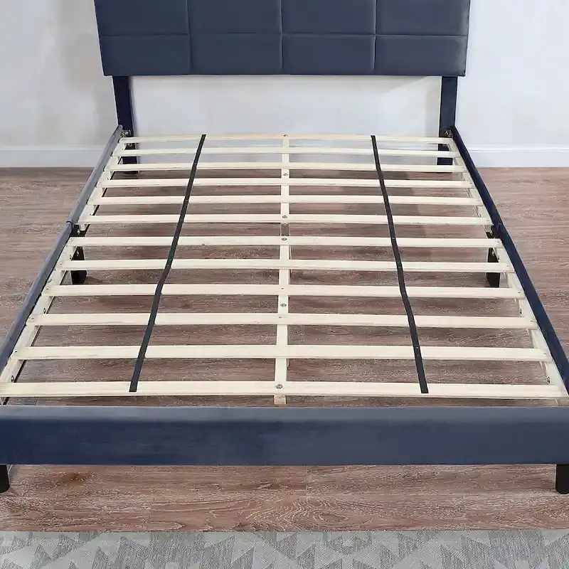 Grey Velvet Platform Bed with Bookcase Headboard & USB – Grey, 3-Shelf Storage, Full / Queen / Cal King, Sleeps 2