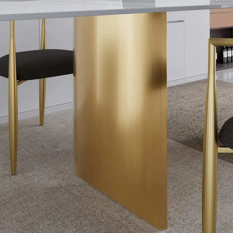 9 - Piece 94.48 Extendable Sintered Stone Dining Table with 8 Chairs Dining Set