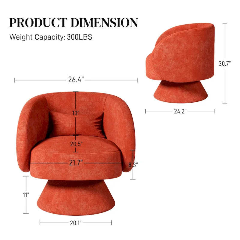 Ouyessir 360 Degree Modern Swivel Cuddle Barrel Sofa Chairs