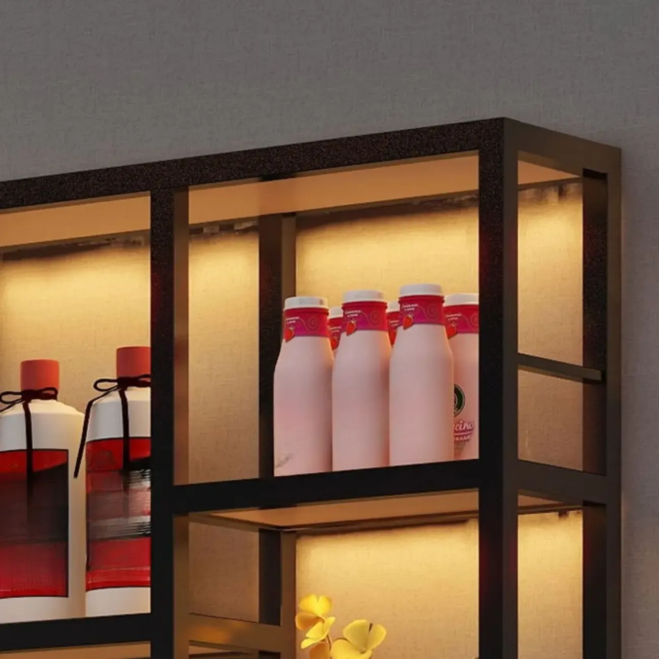 Wall-Mounted Metal Industrial Display Wine Rack