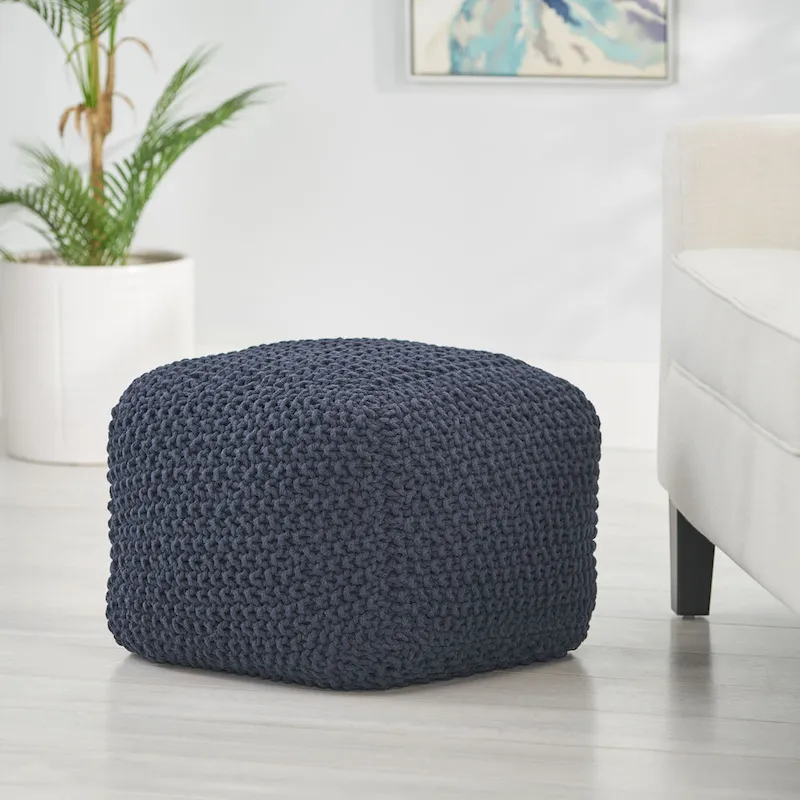 Pim Cotton Knit Square Pouf by Christopher Knight Home