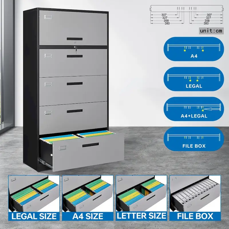 4-Drawer Lateral File Cabinet with Lock