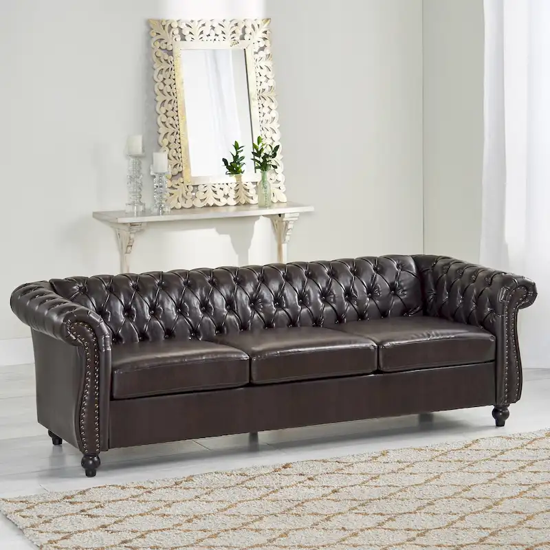Chesterfield Button Tufted 3-seater Sofa with Nailheads