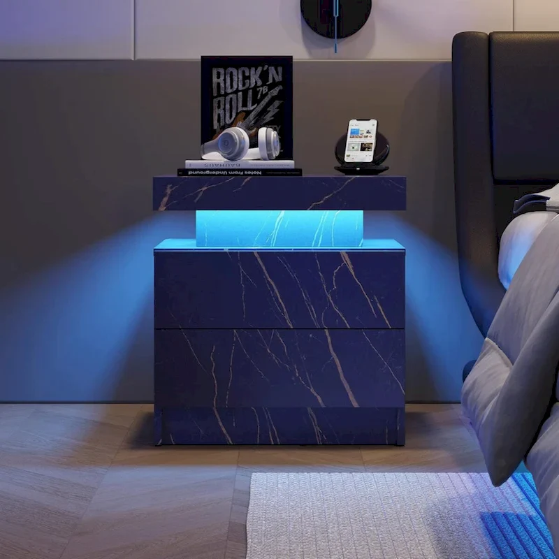 LED Nightstand with 2 Drawers