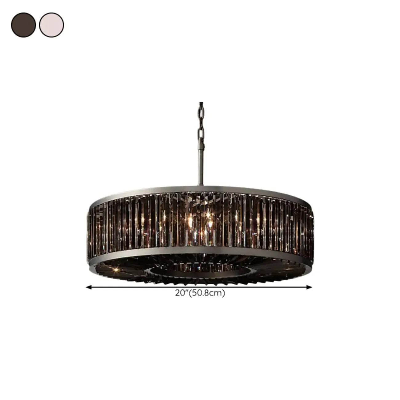 Modern Black Metal Crystal Drum Chandelier