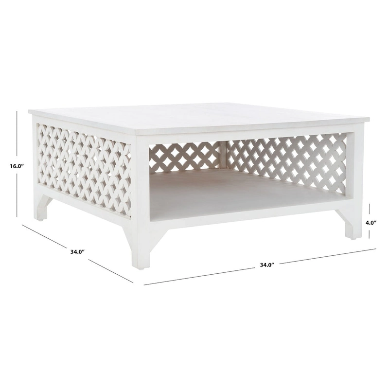 SAFAVIEH Bernardina Square Single Shelf Coffee Table - 34 L x 34 D x 16 H - 34Wx34Dx16H