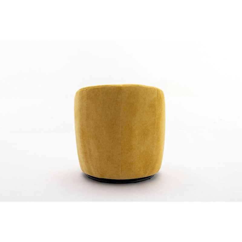 Yellow Chenille Modern 25.6 Swivel Barrel Chair with Metal Ring