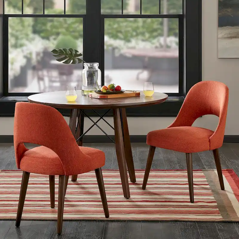 Upholstered Dining Side Chairs with Cutout Back Design