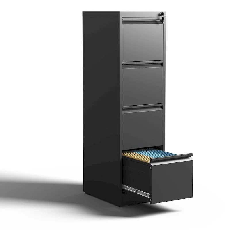 Black/White Steel Vertical File Cabinet – 2/3/4/5 Drawer, for 1–5 Users