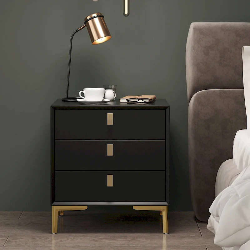 Natural Mid-Century Modern 3-Drawer Nightstand Bedside Table