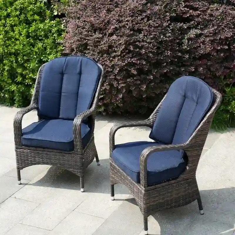 2-Piece Patio Brown Wicker Arm Chair with Cushion