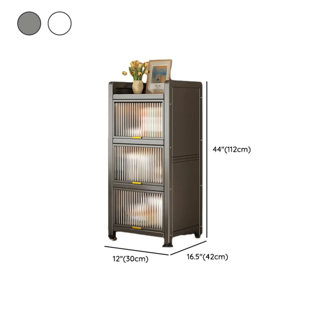 Flip-up Cover Modern Closed Back Metal 5-Shelf Bookcase