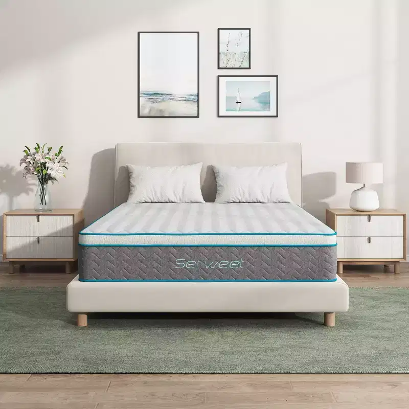 Serweet 14 inch Breathable Bamboo Charcoal Hybrid Mattress King