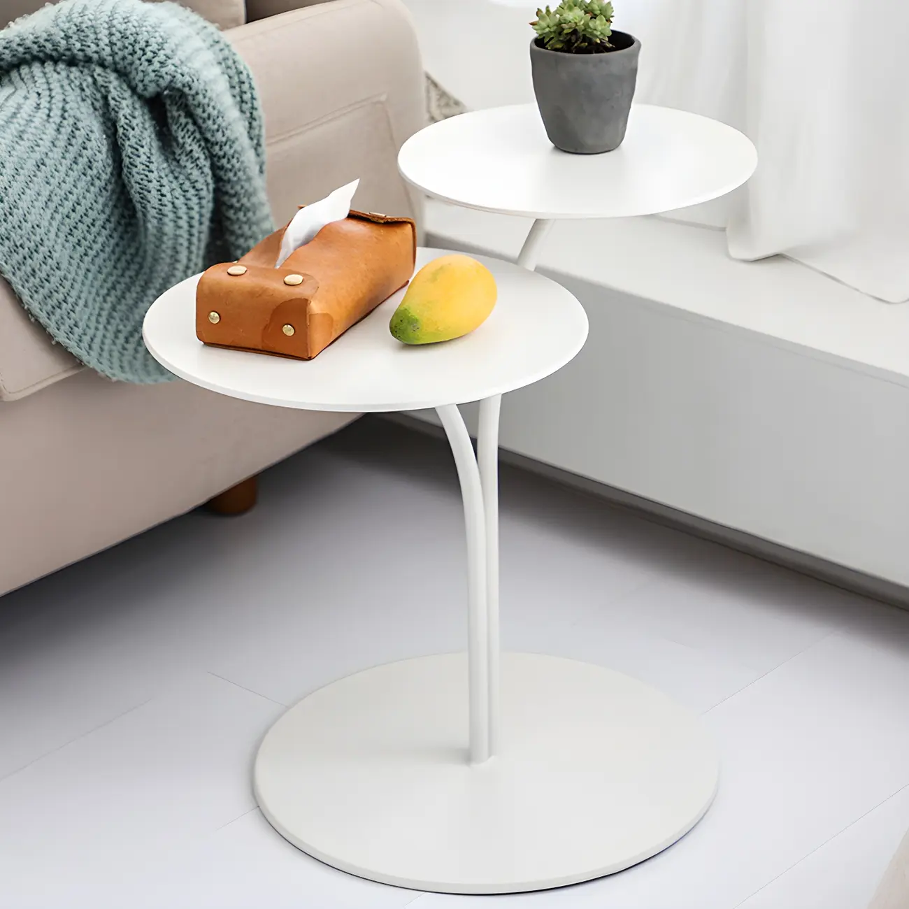 Minimalist Metal Round Bedside Table 2-Tier