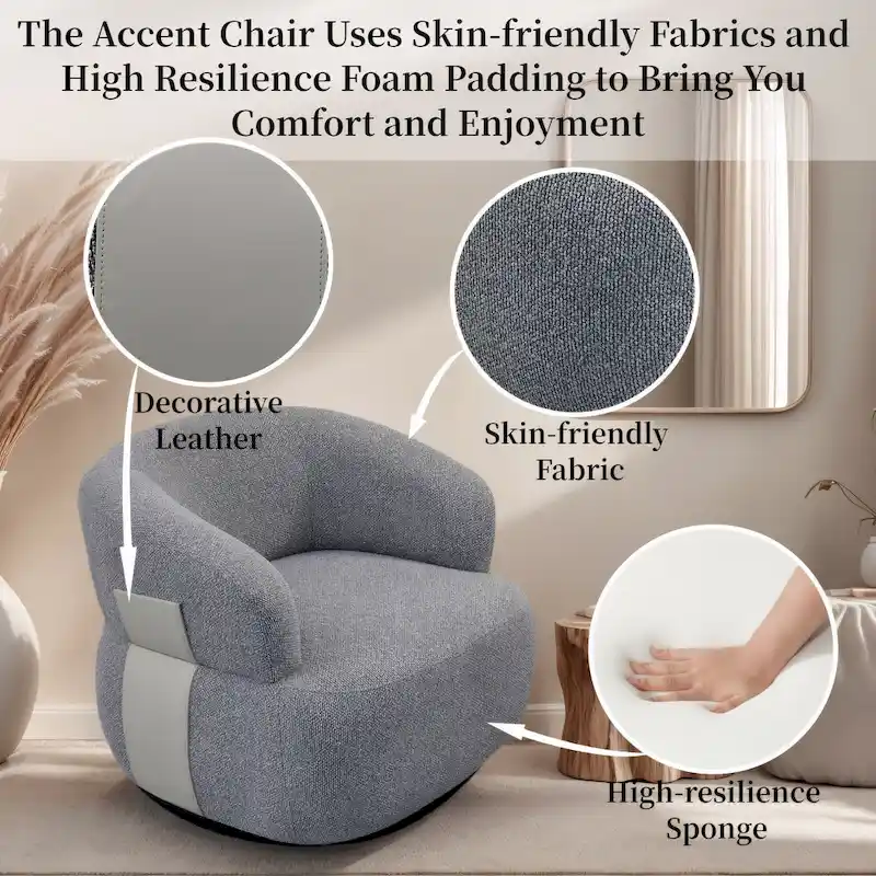 Kieon 33 W 360 Swivel Modern Barrel Chair Accent Chair Set of 2