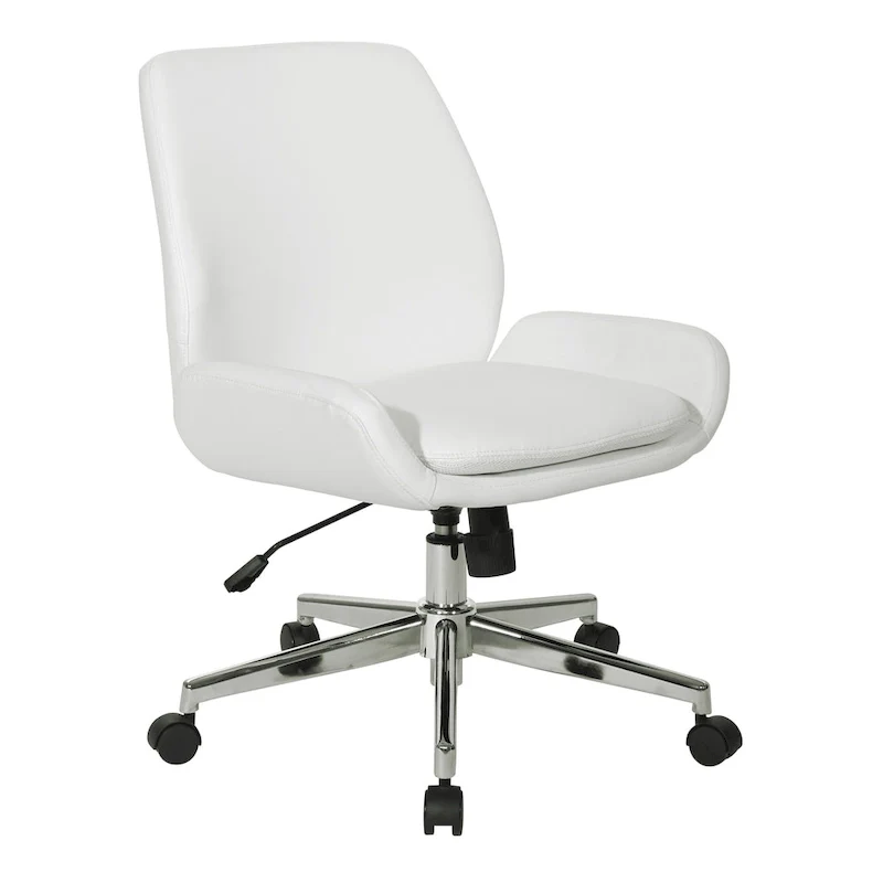 Office Chair with Faux Leather and Chrome Finish Base