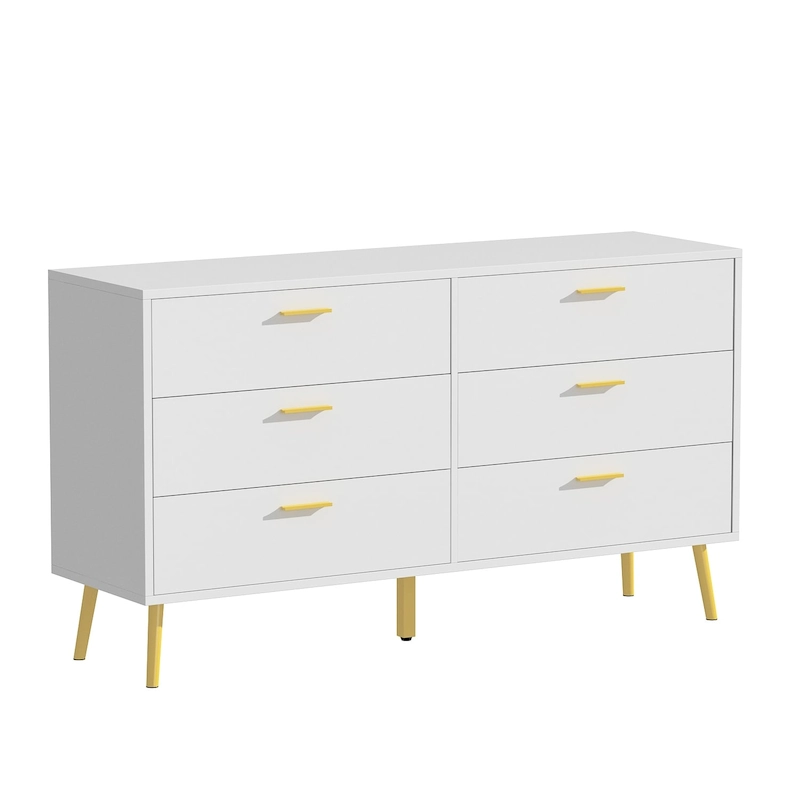 FUFU&GAGA Modern Double 6-Drawer Dresser Chest Of Drawers Cabinet
