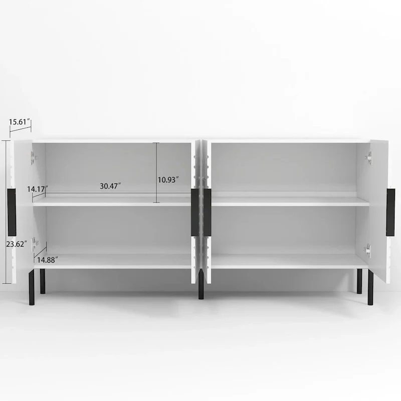 Chic Elegance 63 White European-Style Accent Buffet Sideboard Cabinet - 63 in Width