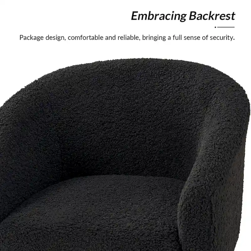 Modern Boucle Armchair with Solid Wood Legs, Set of 2
