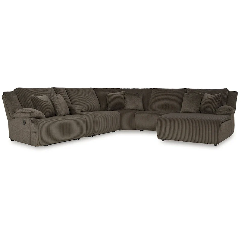 Signature Design by Ashley Top Tier Brown 6-Piece Reclining Sectional with Chaise - 147 W x 134 D x 41 H
