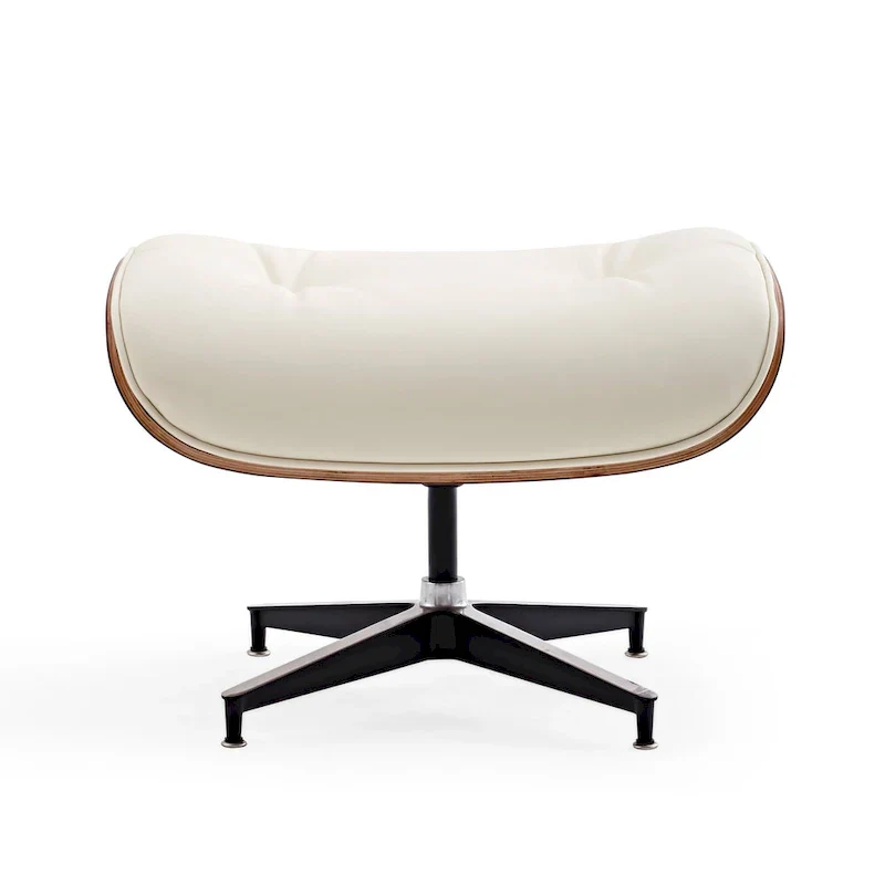 Mid-century Modern Lounger Real Leather Arm Chair and Ottoman Set