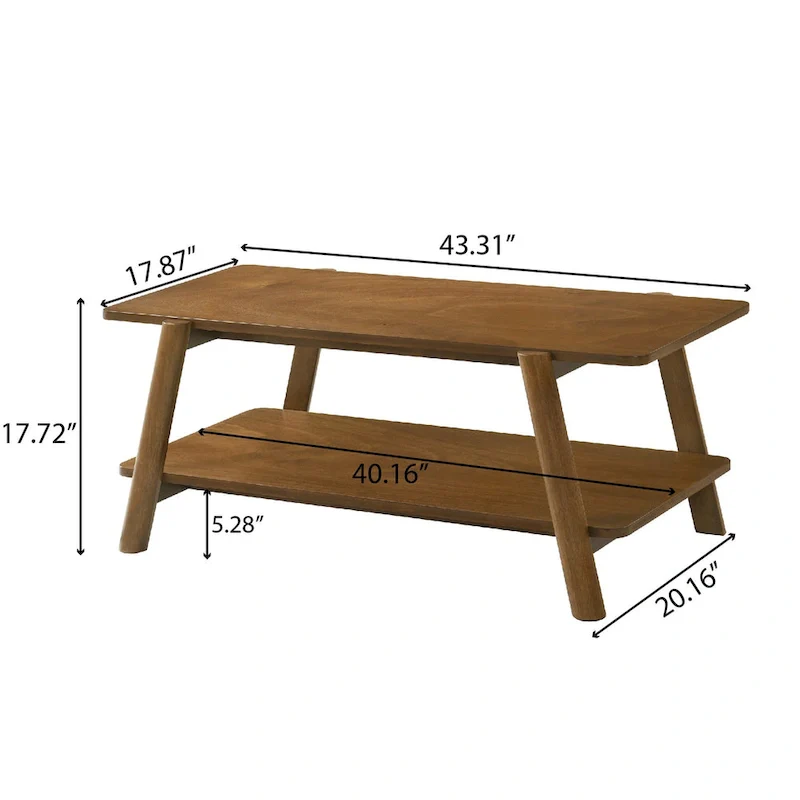 Mid-Century Modern Wood Shelf Coffee Table